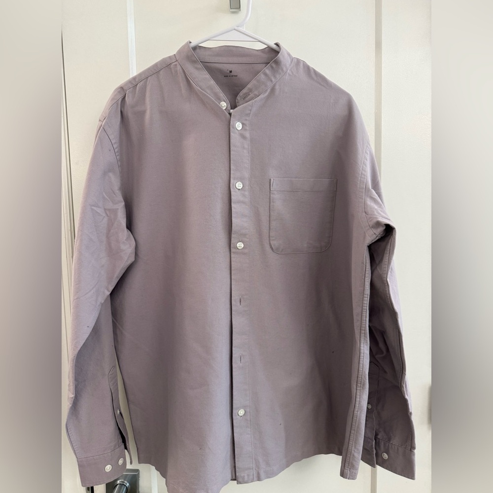 Muji Men's Casual Button Down Shirt - Light Purple